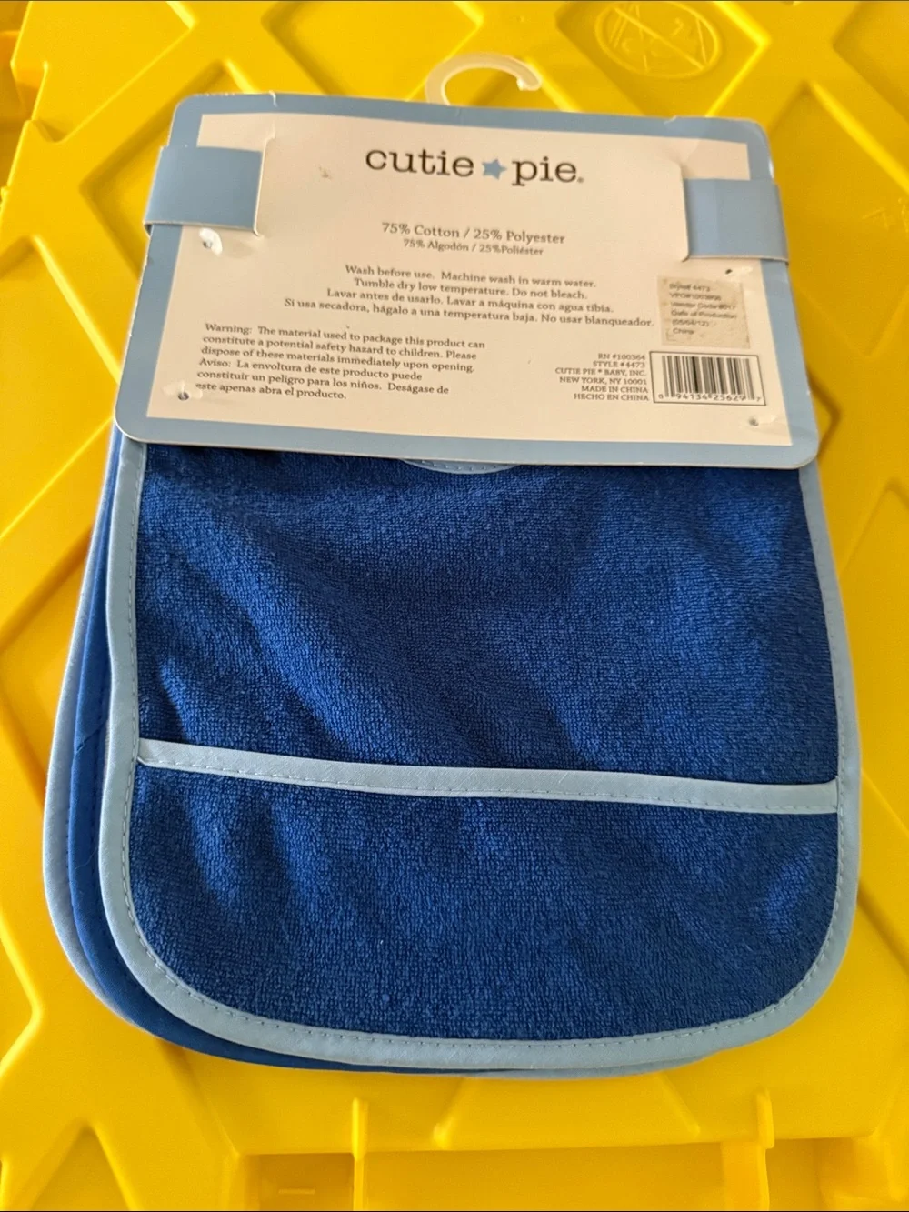 Cutie Pie Blue & Red Terry Bib - Kids Accessories